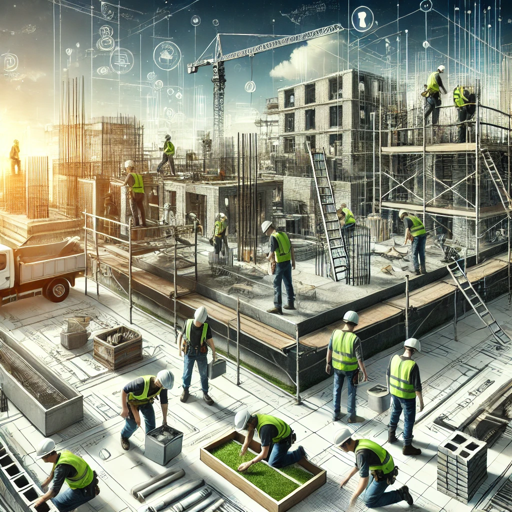 Vacancy image showing workers on a building site in the south east